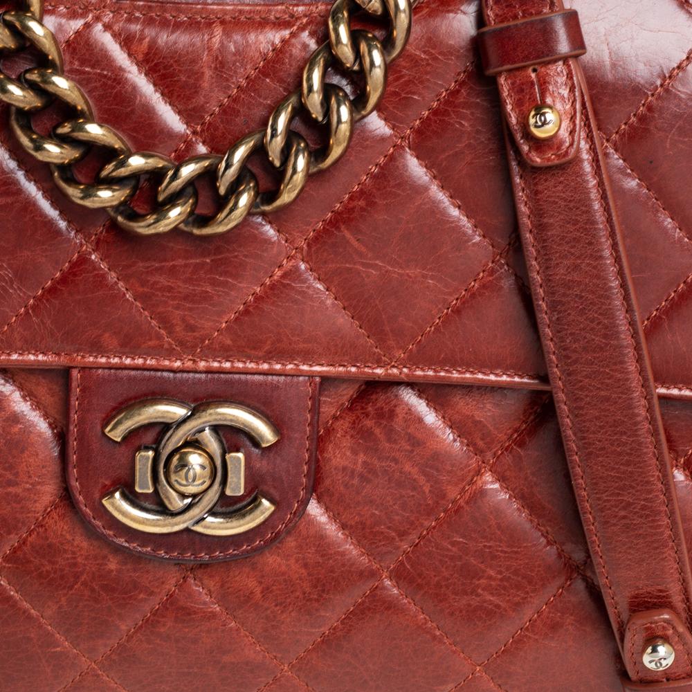 Chanel Brown Aged Leather Large Perfect Edge Flap Bag 2