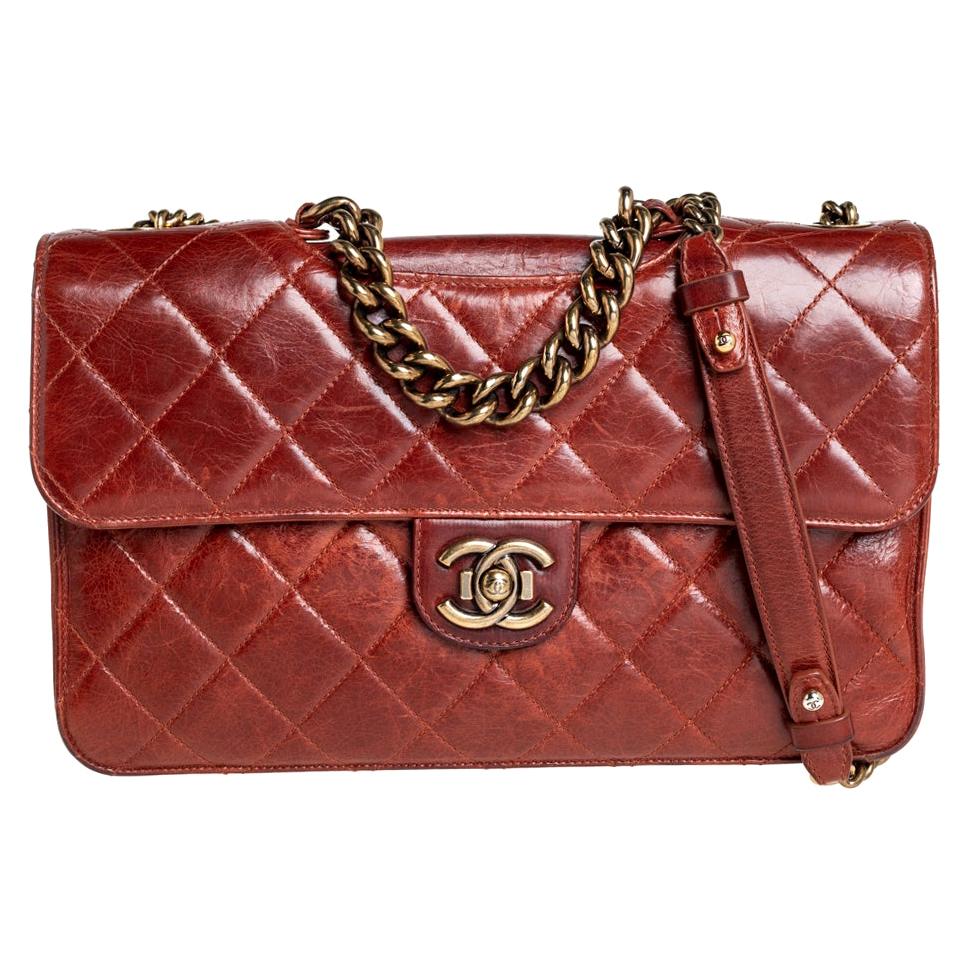 Chanel Brown Aged Leather Large Perfect Edge Flap Bag at 1stDibs