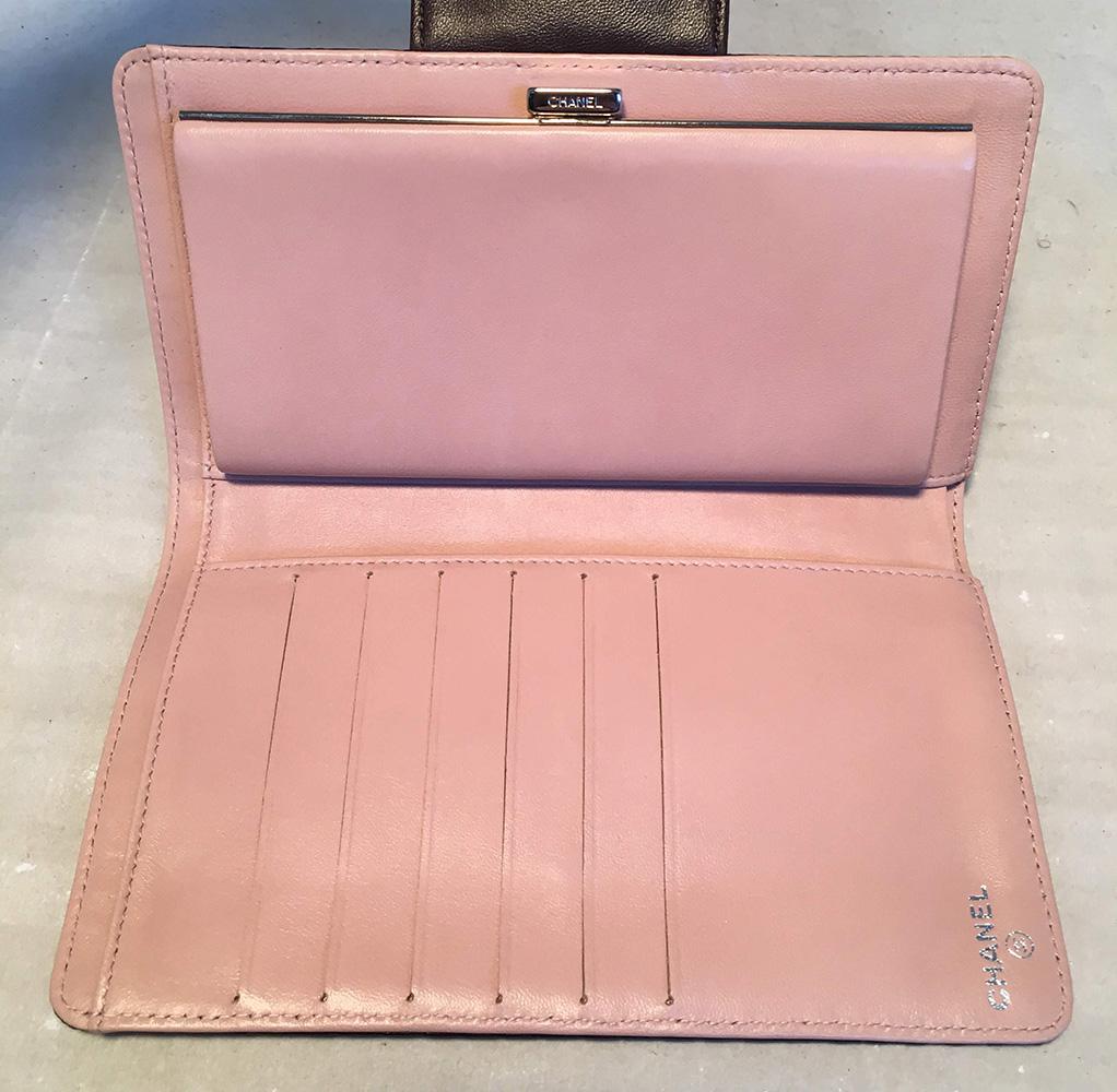 Chanel Brown and Pink Leather Embossed Wallet at 1stDibs | chanel brown ...
