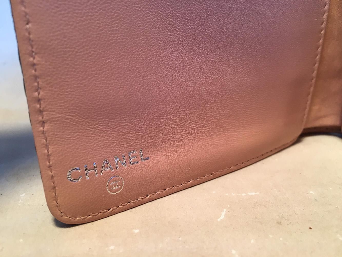 Women's Chanel Brown and Pink Leather Embossed Wallet 