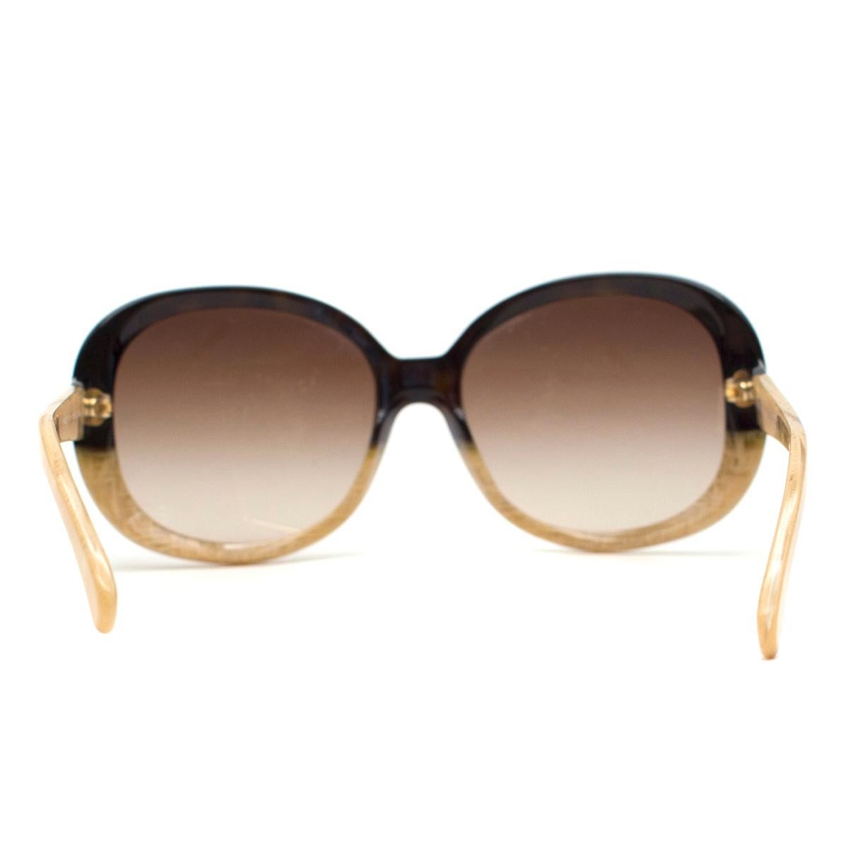 Chanel Brown & Beige Bi-colour Square Oversized Sunglasses In Good Condition In London, GB