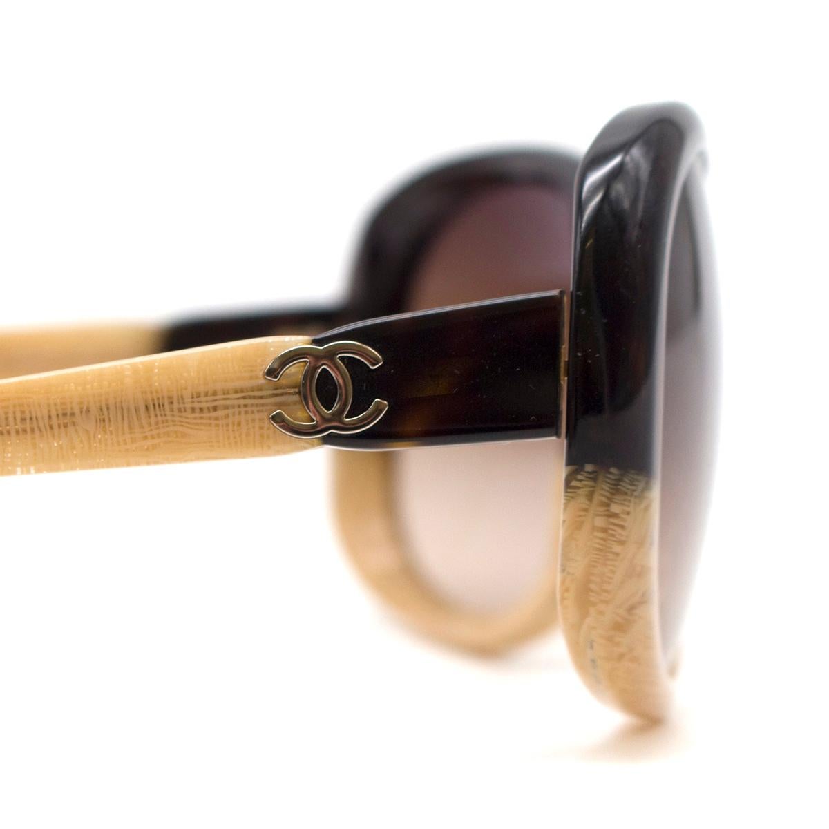 Chanel Brown & Beige Bi-colour Square Oversized Sunglasses 1