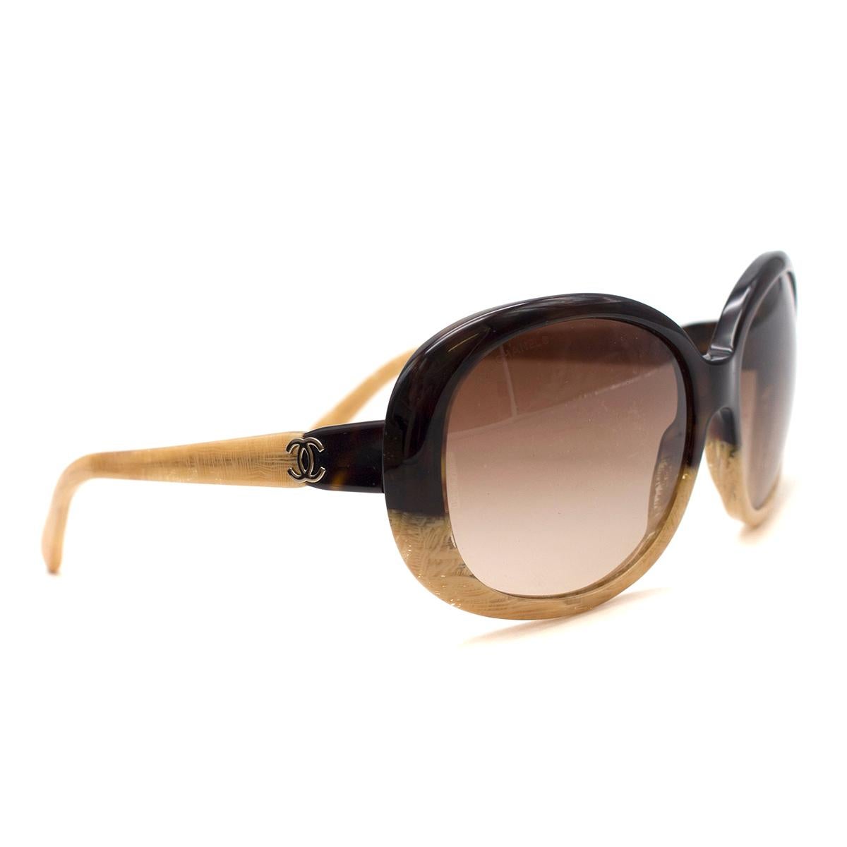 Chanel Brown & Beige Bi-colour Square Oversized Sunglasses 3