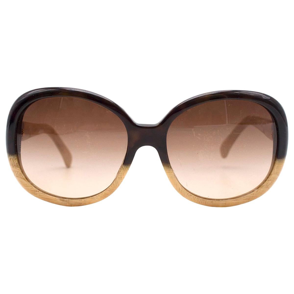 Chanel Brown & Beige Bi-colour Square Oversized Sunglasses