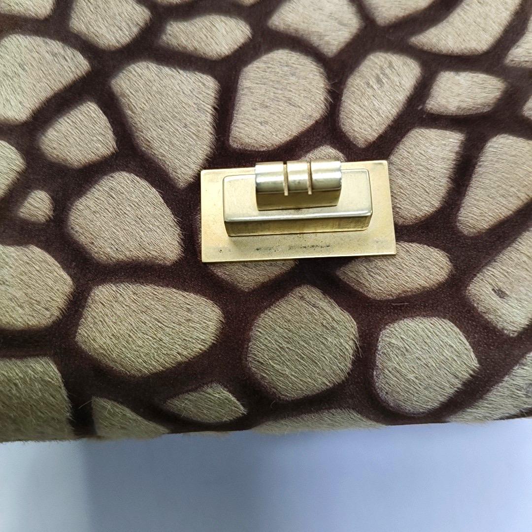 Chanel Brown Beige Giraffe Print Pony Hair Accordion 2.55 Reissue Umhängetasche im Angebot 6