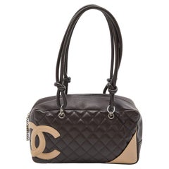 Chanel Brown/Beige Quilted Leather Cambon Ligne Bowler Bag