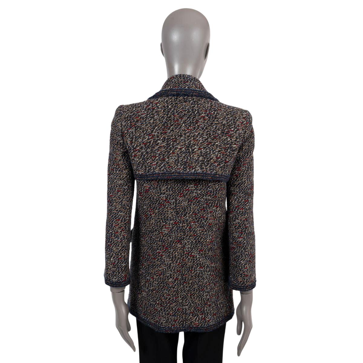 Women's CHANEL brown black blue wool 2012 12A BOMBAY FOUR POCKET TWEED Jacket 38 S For Sale