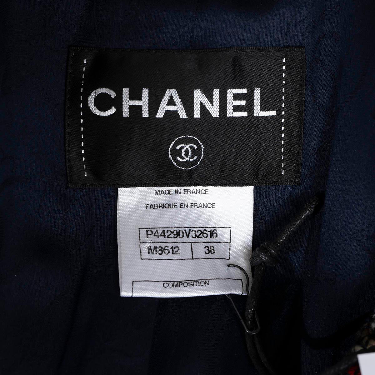 Chanel Brown noir bleu laine 2012 12A BOMBAY FOUR POCKET TWEED Jacket 38 S en vente 2
