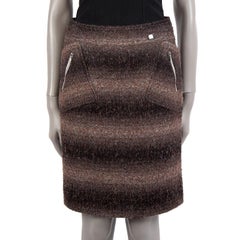 CHANEL brown & black GRADIENT STRIPED ZIP POCKET Skirt 38 S