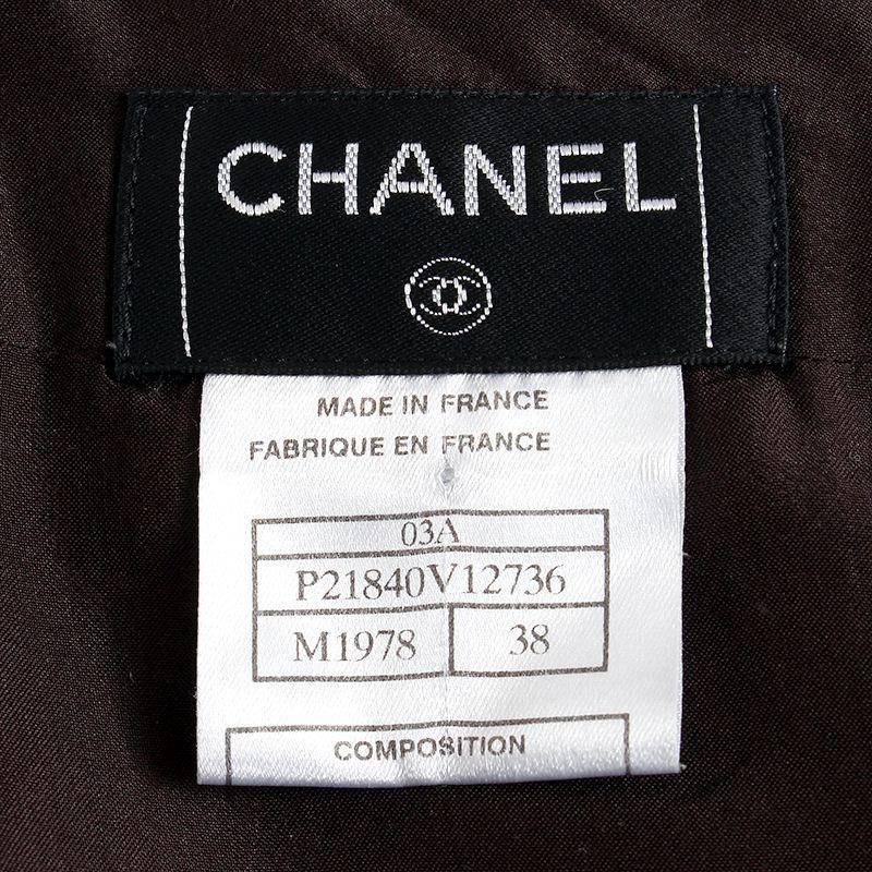 CHANEL braun & schwarz GRADIENT STRIPED ZIP POCKET Rock 38 S (Schwarz) im Angebot