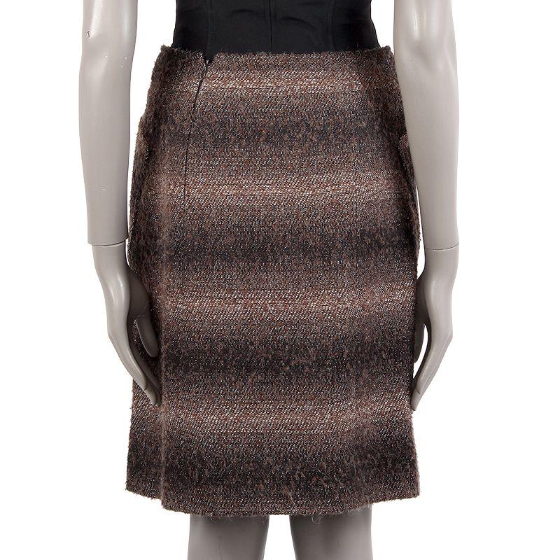 Women's CHANEL brown & black GRADIENT STRIPED ZIP POCKET Skirt 38 S For Sale