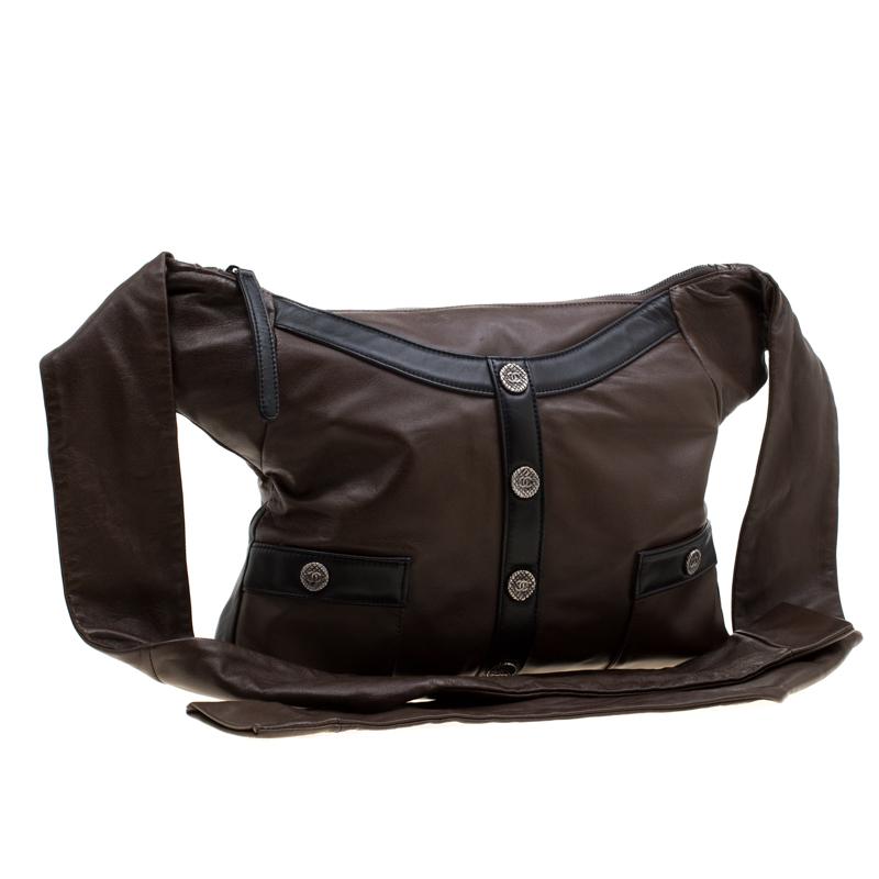 Women's Chanel Brown/Black Leather Medium Girl Shoulder Bag
