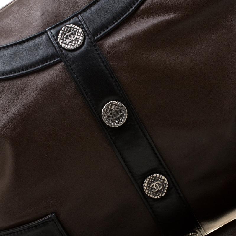 Chanel Brown/Black Leather Medium Girl Shoulder Bag 4