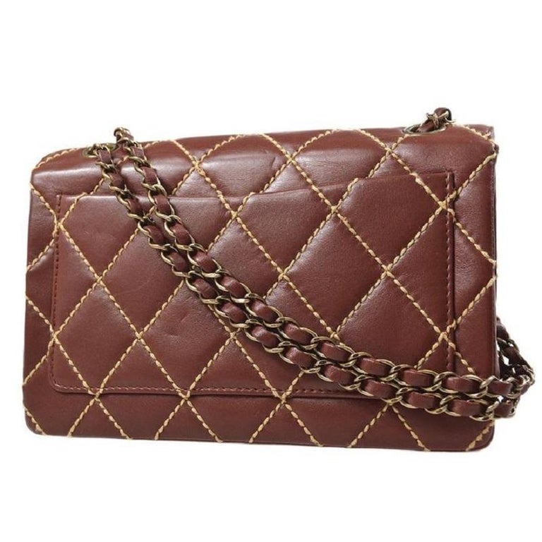 Chanel - Authenticated Vintage CC Chain Handbag - Leather Brown Plain for Women, Good Condition