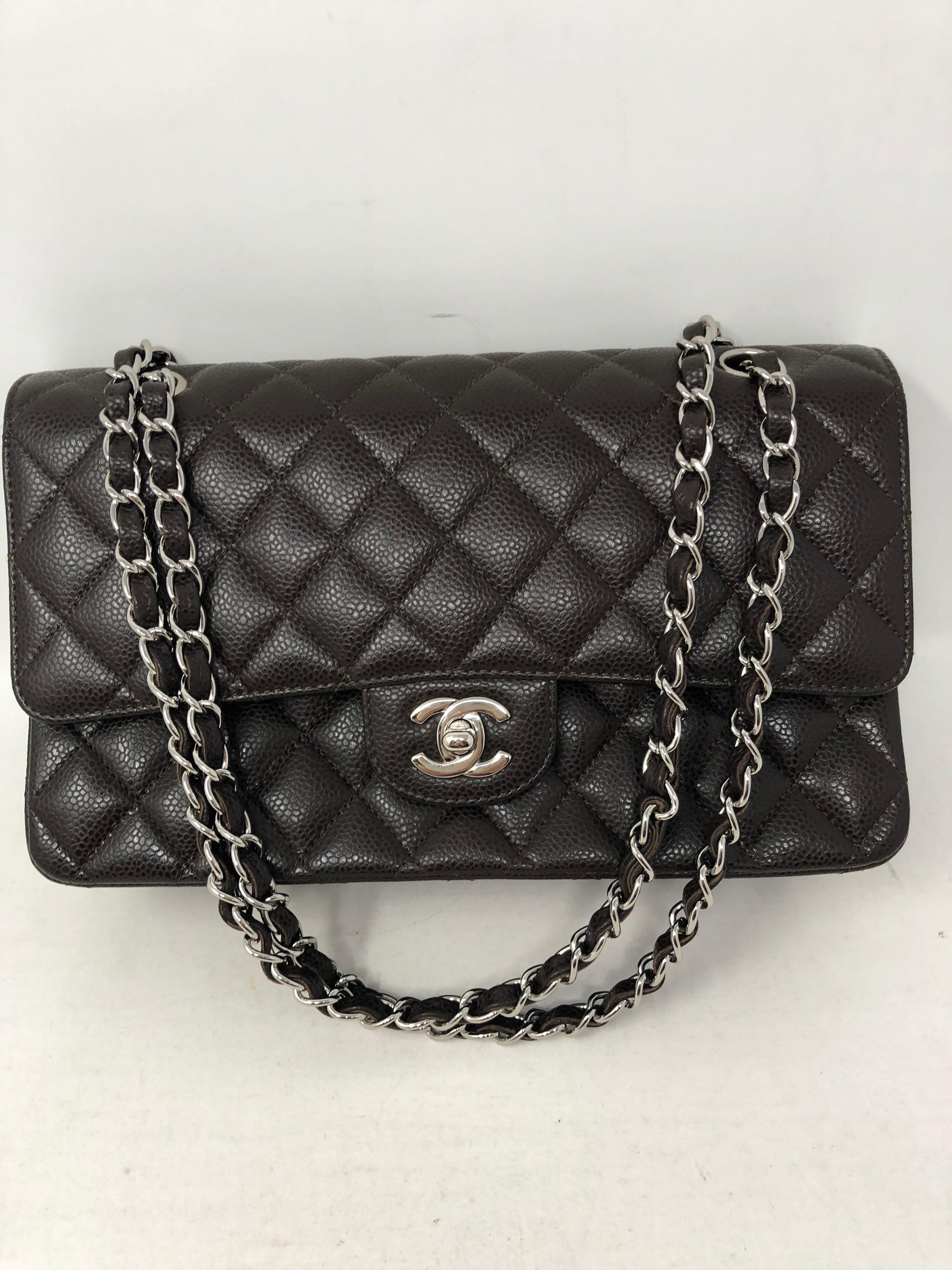 Black Chanel Brown Caviar Double Flap Bag