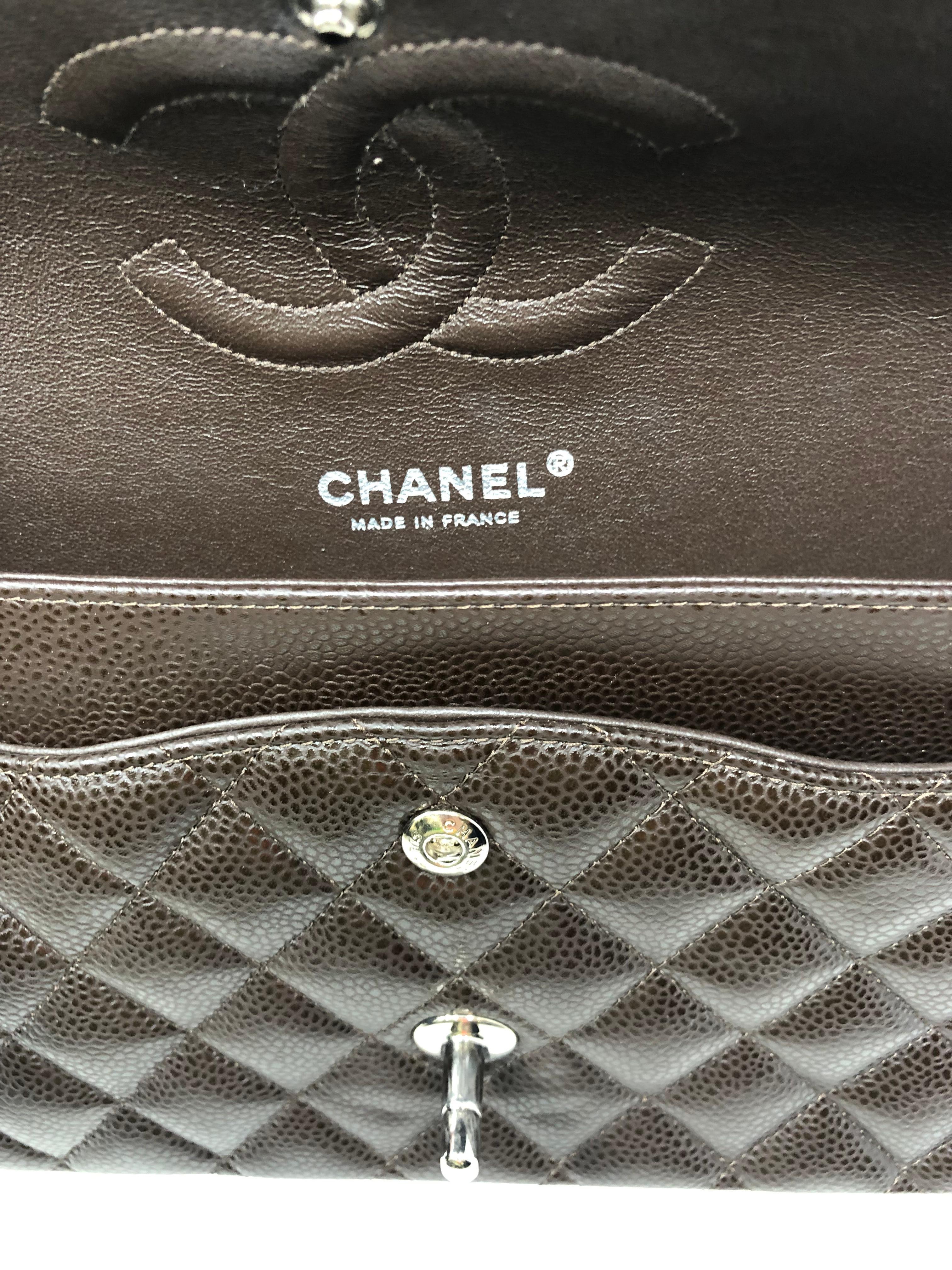 Chanel Brown Caviar Double Flap Bag 4
