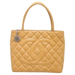 Chanel Brown Caviar Leather Medallion Tote Bag