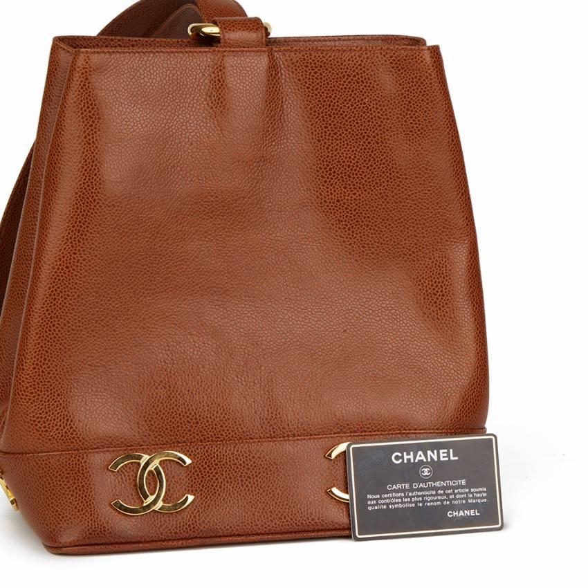 Chanel Brown Caviar Leather Vintage Bucket Bag 5