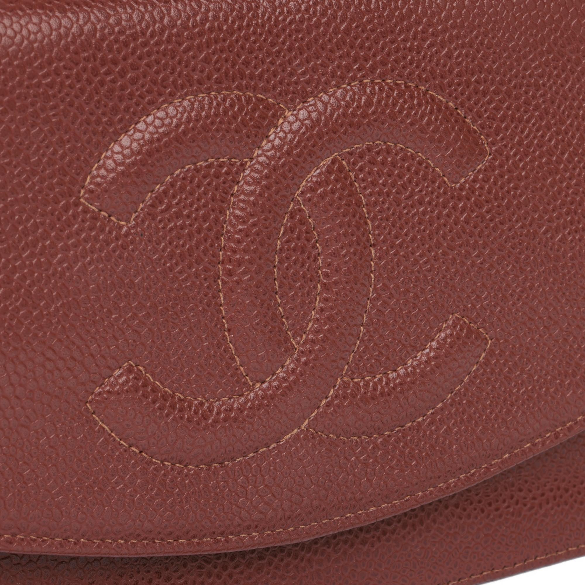 CHANEL Brown Caviar Leather Vintage Timeless Wallet-on-Chain 2
