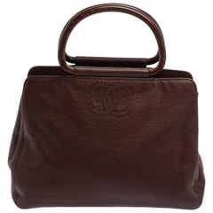 Chanel Brown Caviar Leather Vintage Wooden Handle Tote