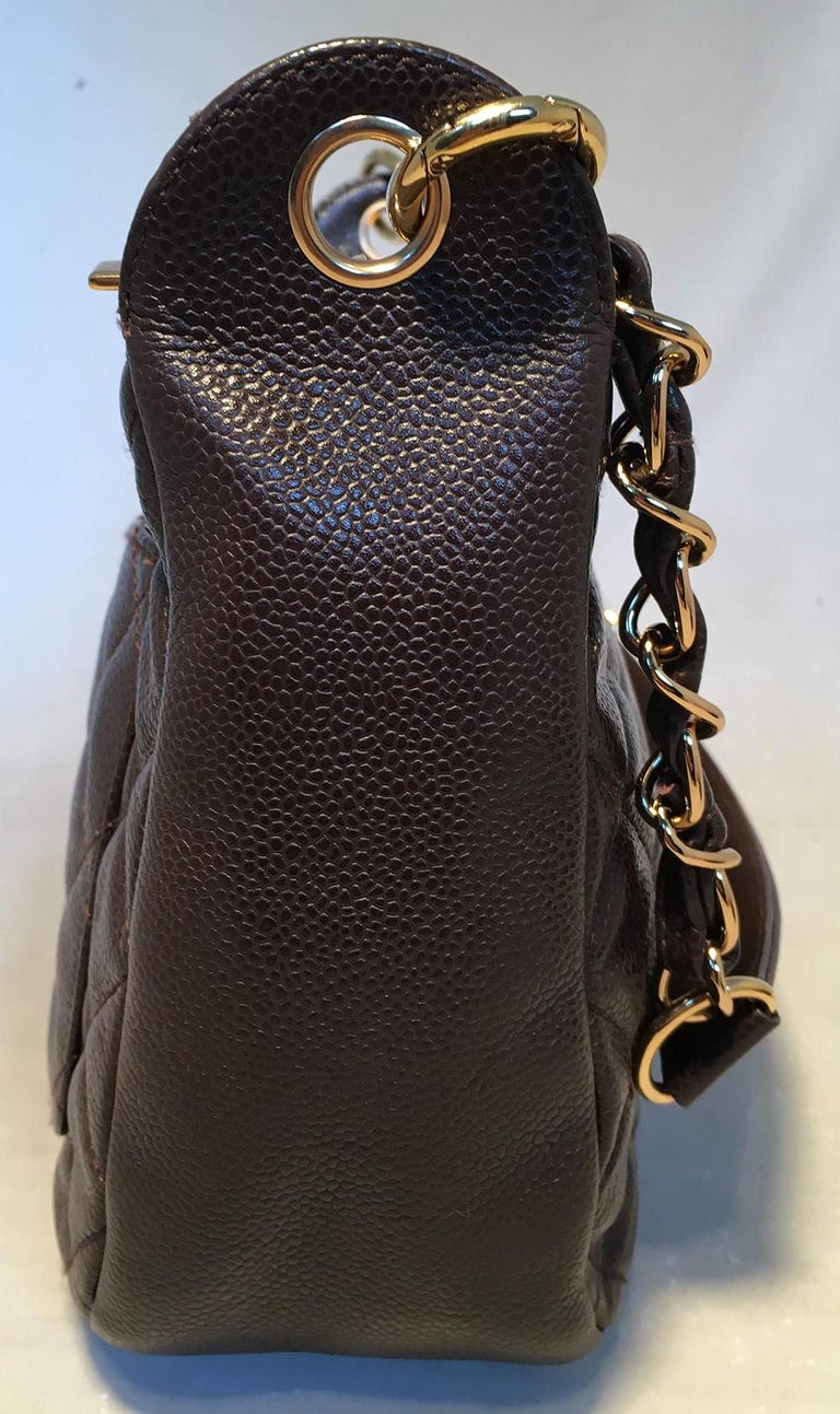 Chanel Brown Caviar Quilted Crescent Shoulder Bag For Sale at 1stDibs