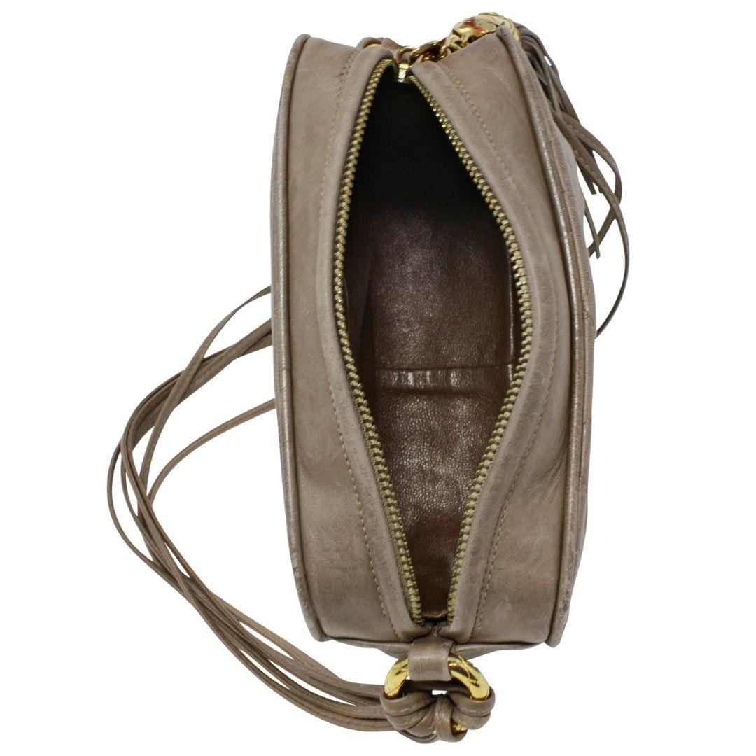Chanel Brown CC Logo Tassel Crossbody Bag In Good Condition For Sale In Atlanta, GA