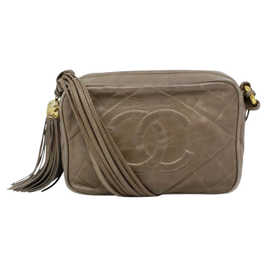 Chanel Brown CC Logo Tassel Crossbody Bag For Sale