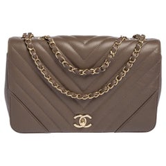 Chanel Brown Chevron Leather Large Statement Flap Bag