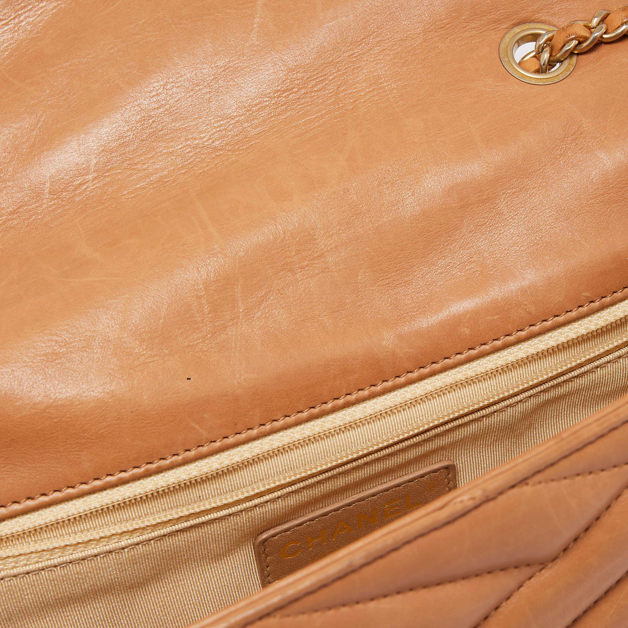 Chanel Brown Chevron Leather Medium Gabrielle Flap Bag 7