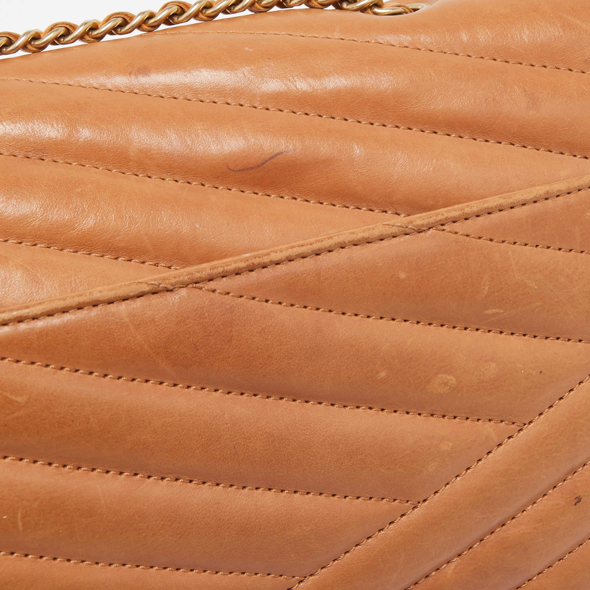 Chanel Brown Chevron Leather Medium Gabrielle Flap Bag 8