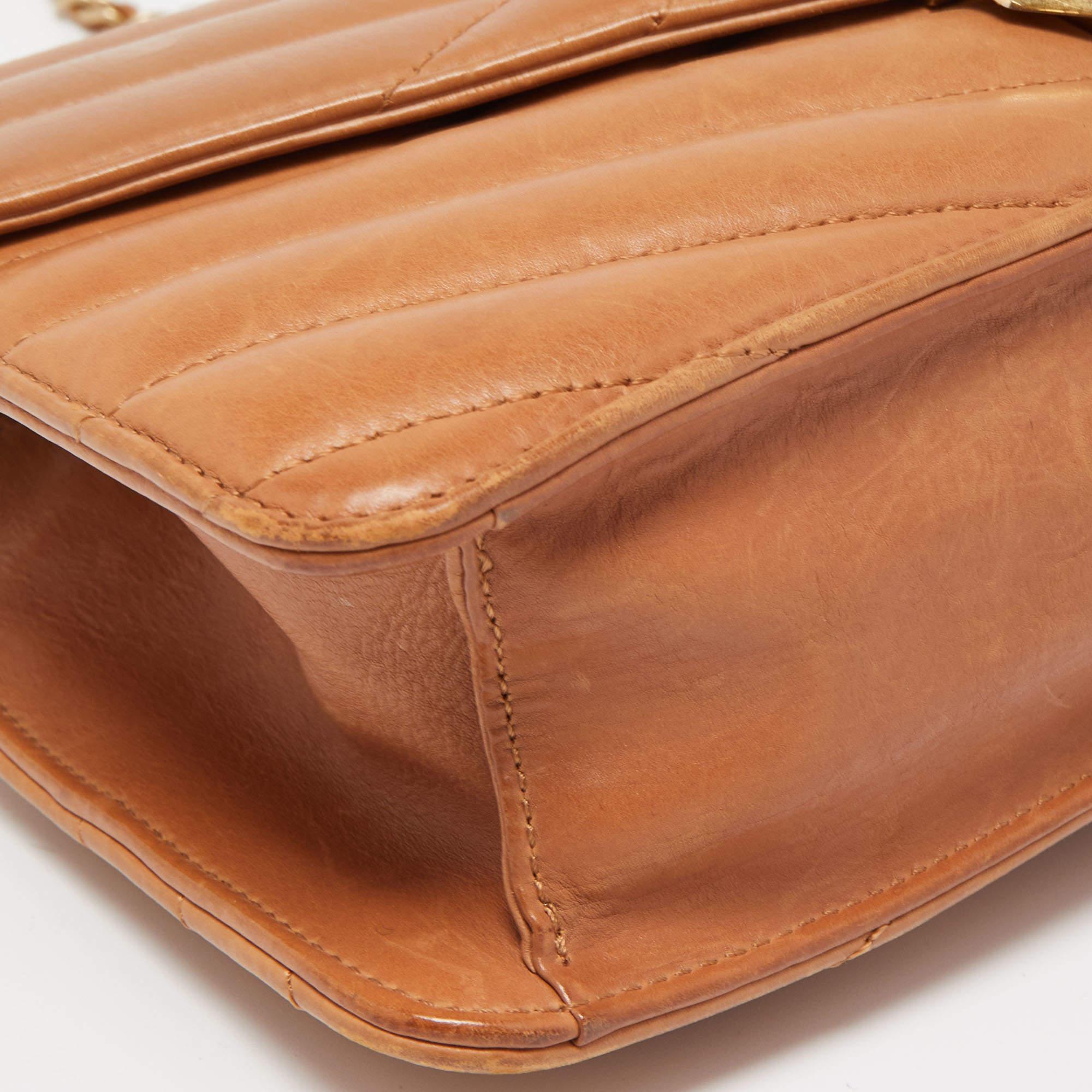 Chanel Brown Chevron Leather Medium Gabrielle Flap Bag 2