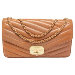 Chanel Brown Chevron Leather Medium Gabrielle Flap Bag