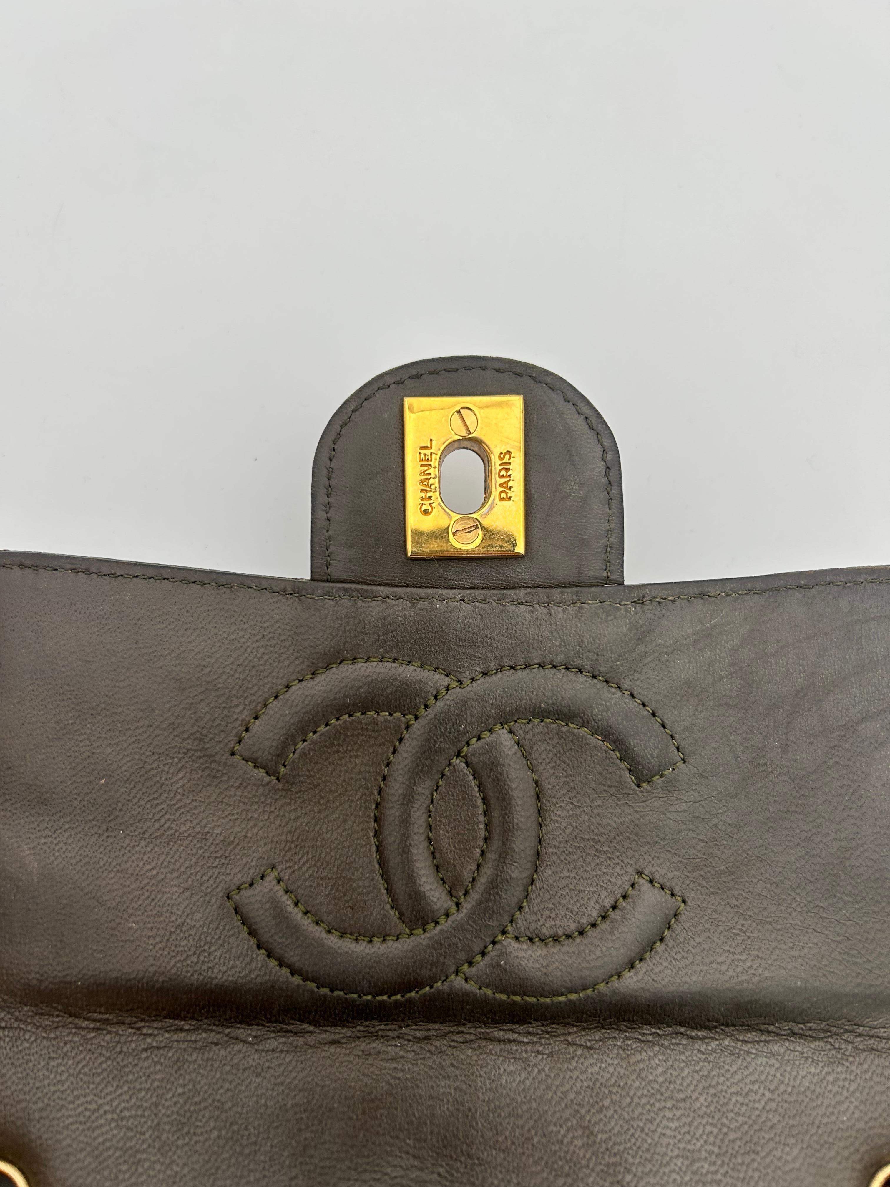 Chanel Brown Classic Lizard Leather Flap Bag 1996 For Sale 7