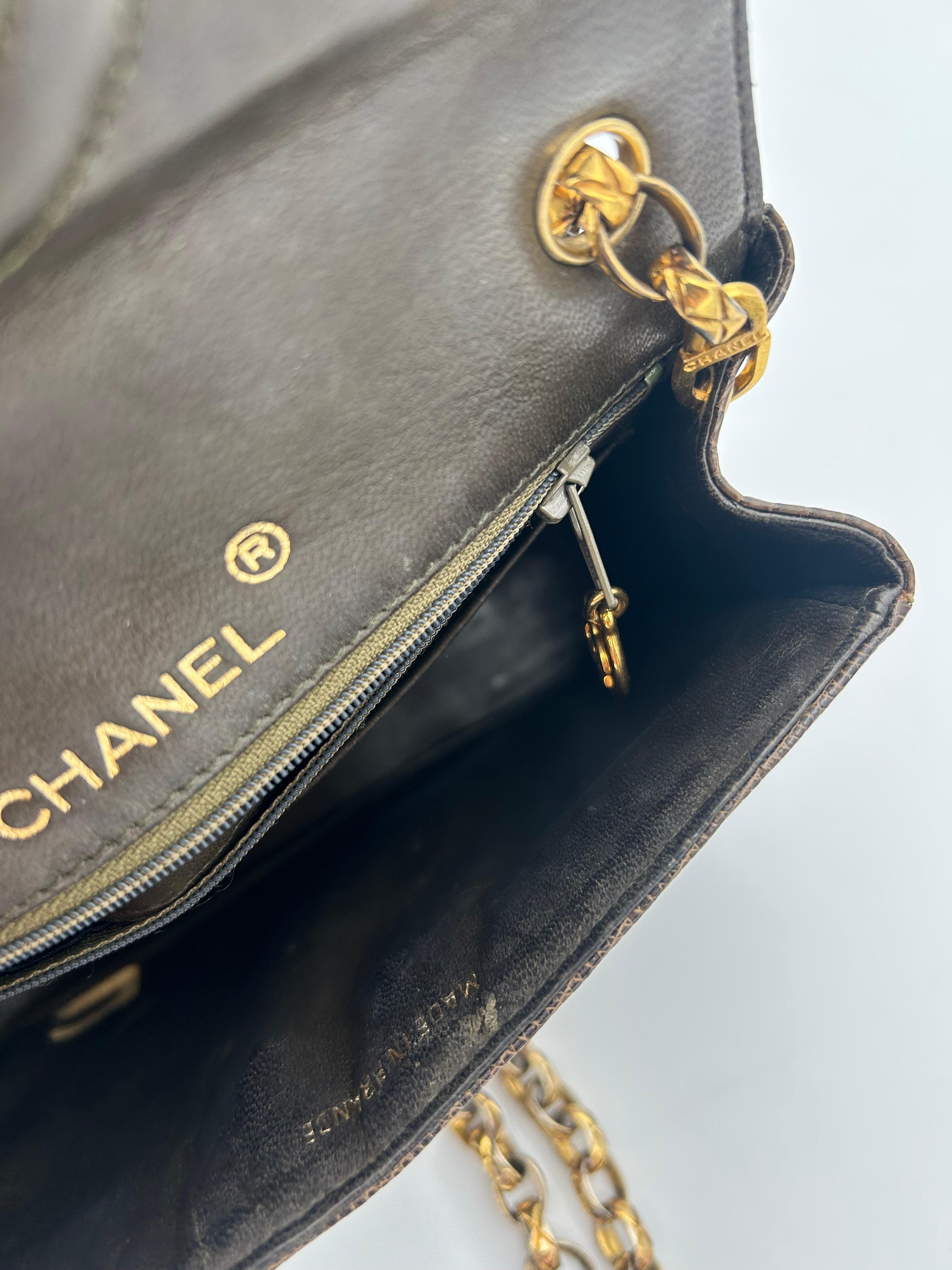 Chanel Brown Classic Lizard Leather Flap Bag 1996 For Sale 8