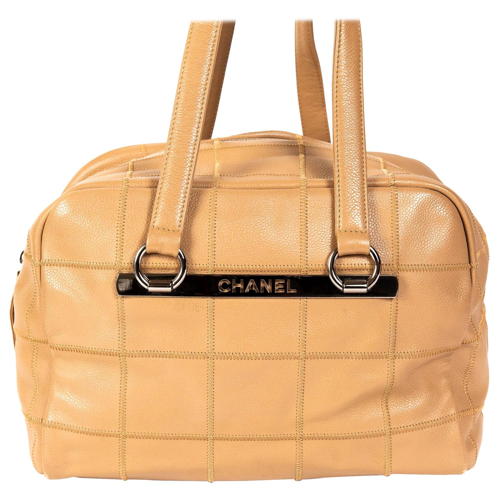 Chanel Brown Coco Bar Caviar Leather Shoulder Bag 
