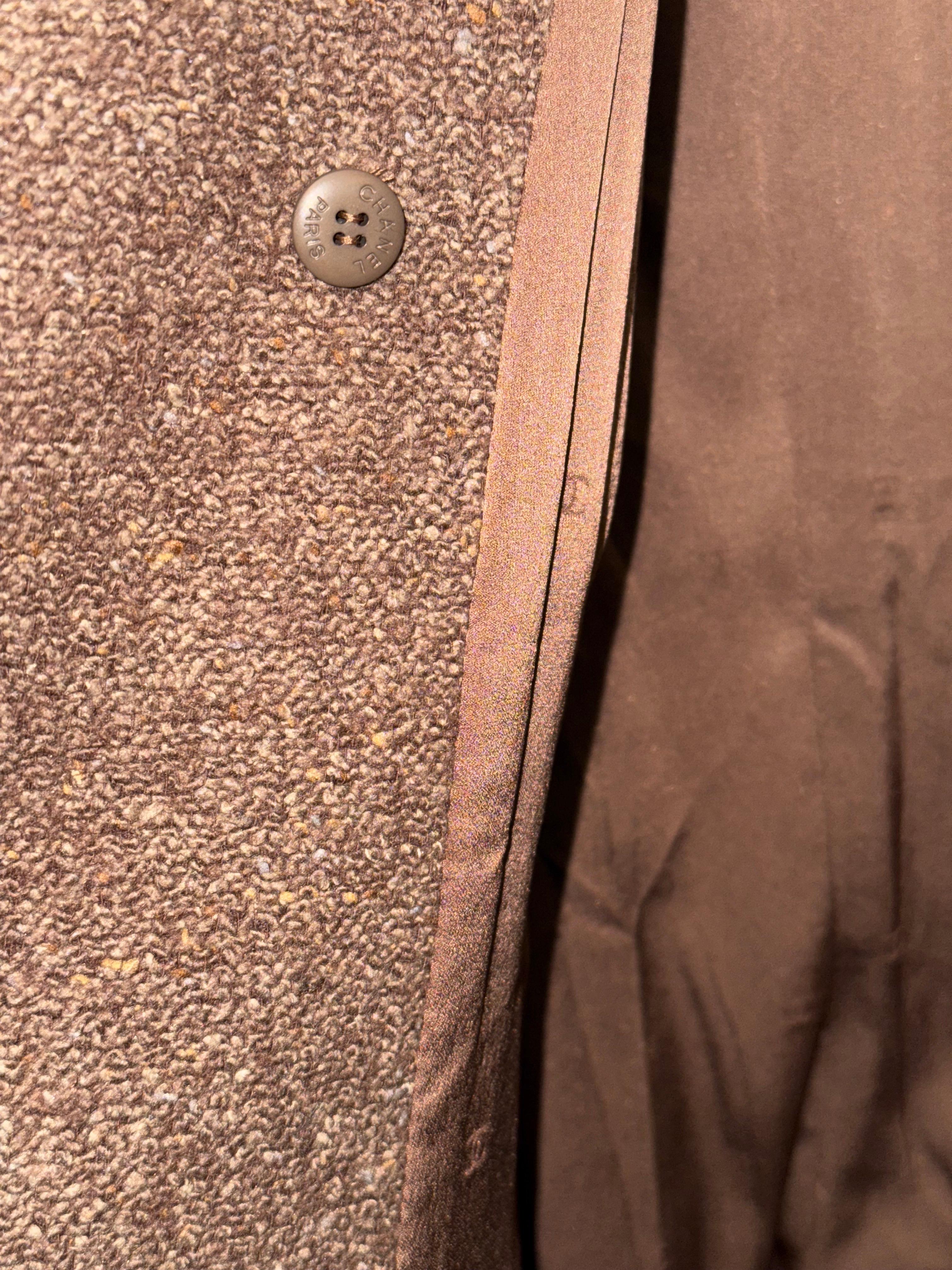 Chanel brown double-breasted tweed jacket For Sale 1