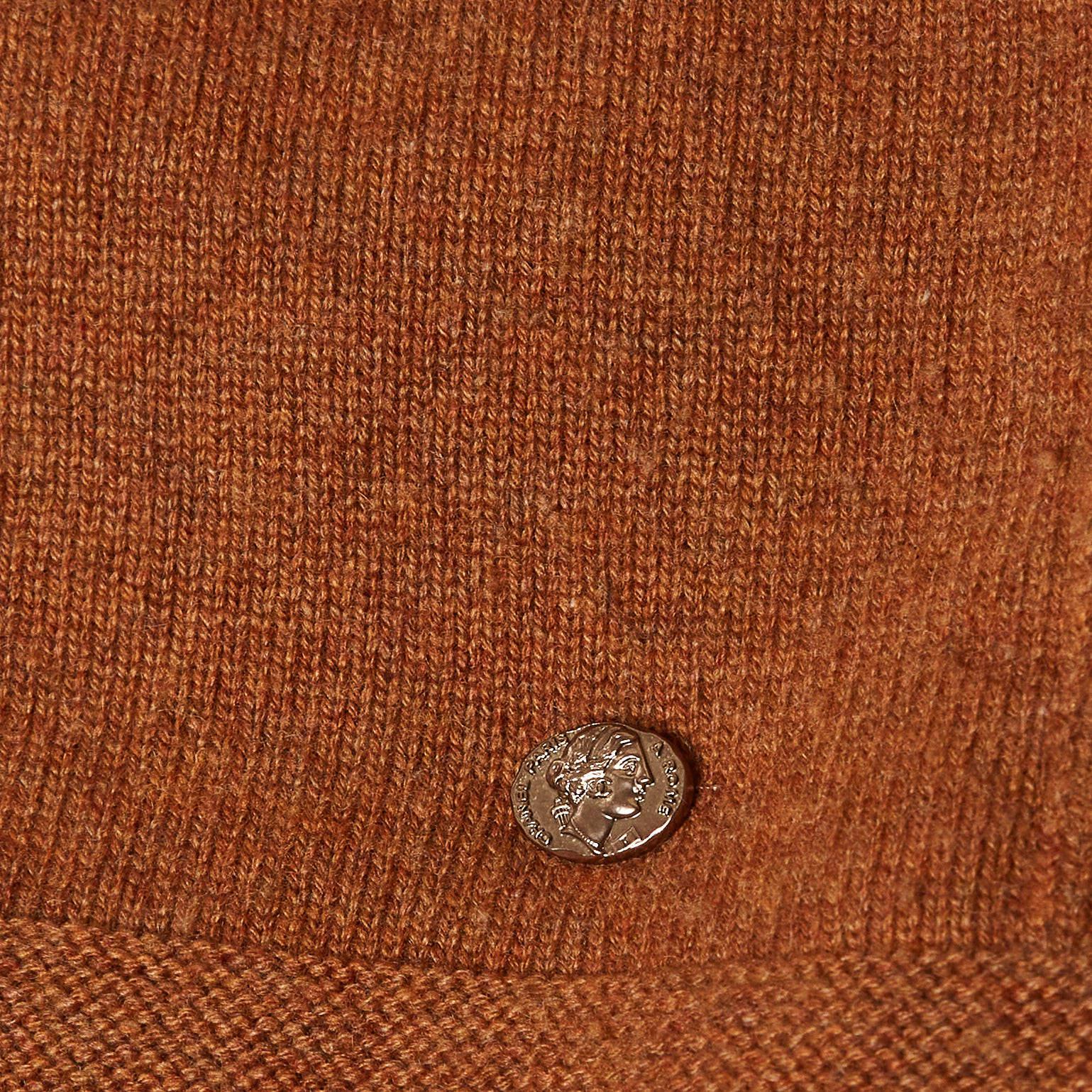 Marrone Chanel Maglione a tunica in maglia di cachemire marrone impreziosito M. I. in vendita