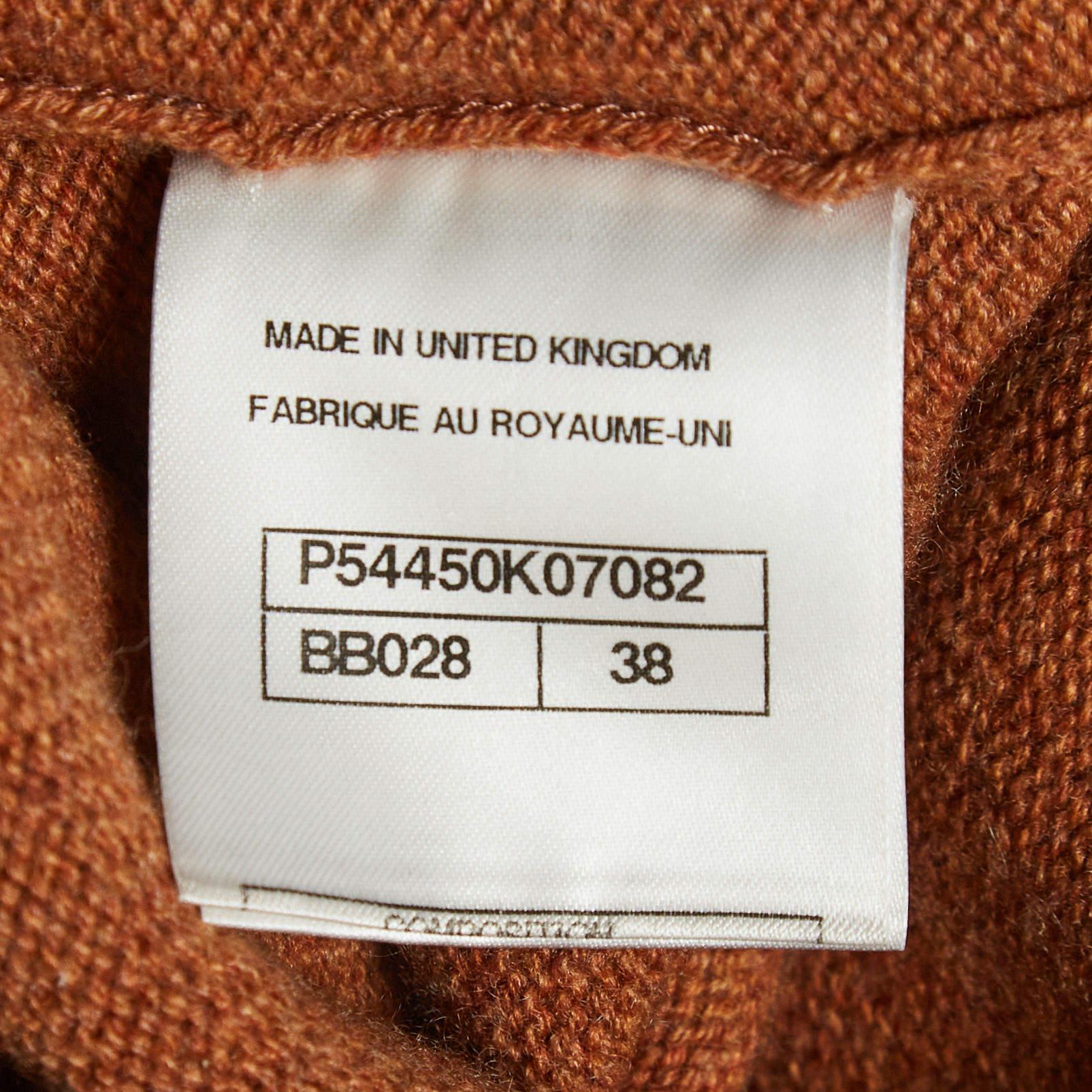Chanel Maglione a tunica in maglia di cachemire marrone impreziosito M. I. in vendita 2
