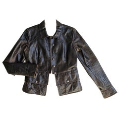 Chanel Brown Embossed & Distressed Leather Jacket