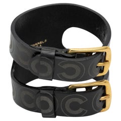 Chanel Brown Embossed Leather Bracelet