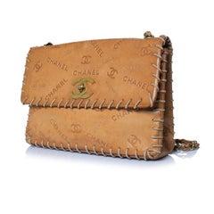 Chanel, brown embossed leather XL chain flap bag
