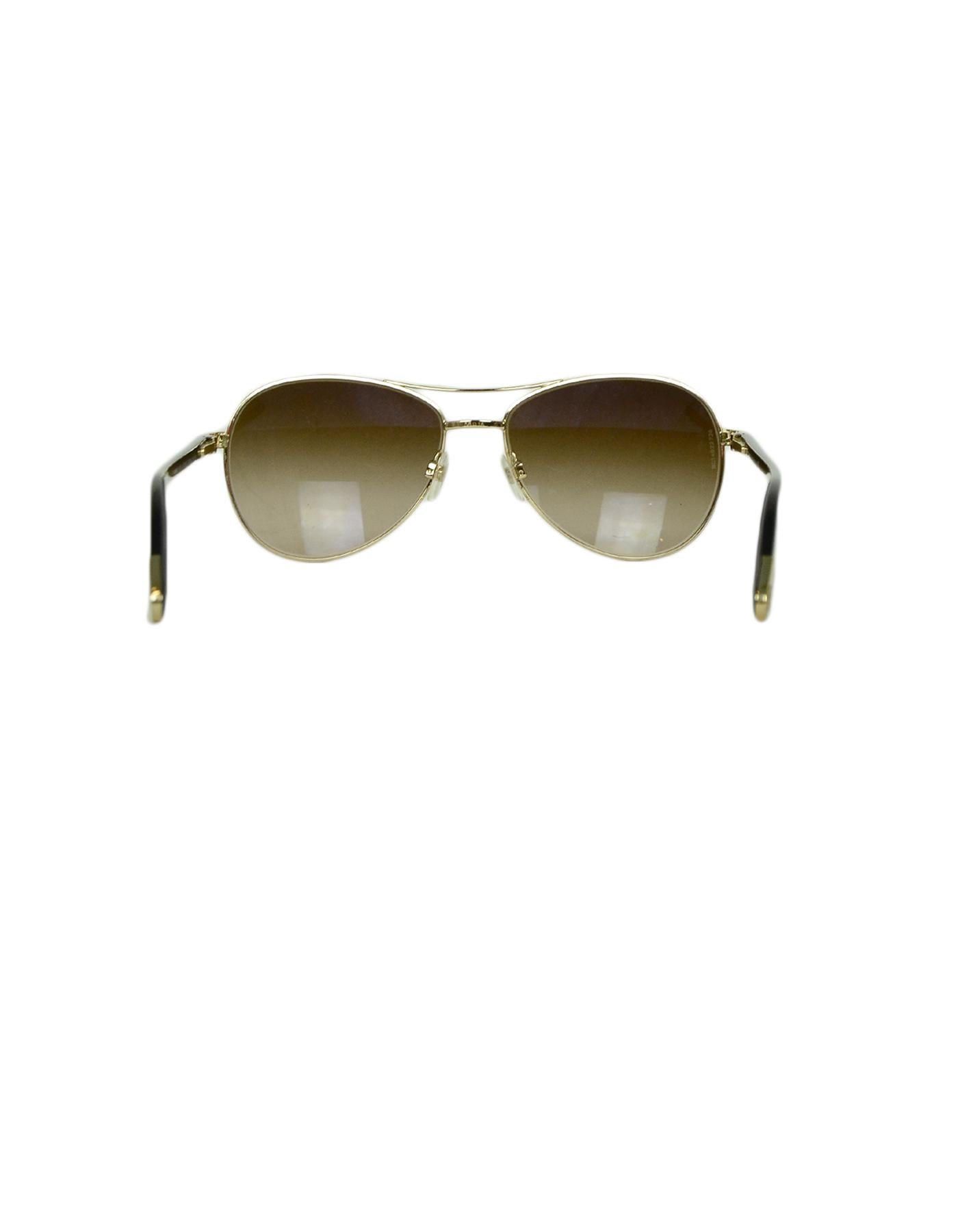 Chanel Brown Gold Aviator Sunglasses  3