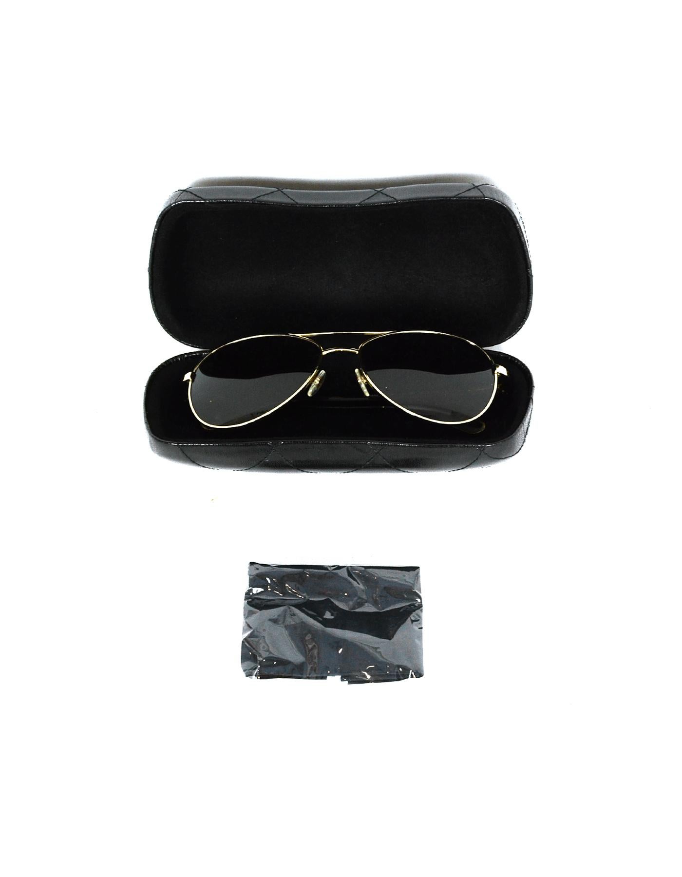Chanel Brown Gold Aviator Sunglasses  1
