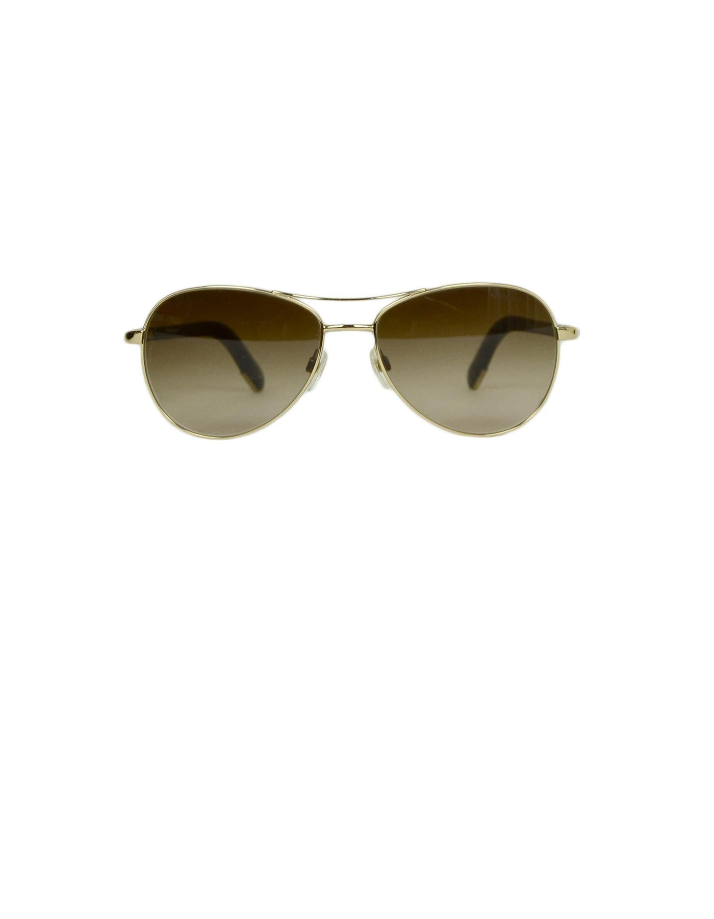 Chanel Brown Gold Aviator Sunglasses  2