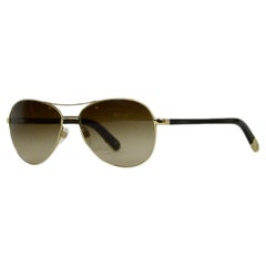 Chanel Brown Gold Aviator Sunglasses 