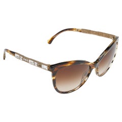 Chanel Brown Gradient Baguette Crystal 5307-B Bijou Cat Eye Sunglasses
