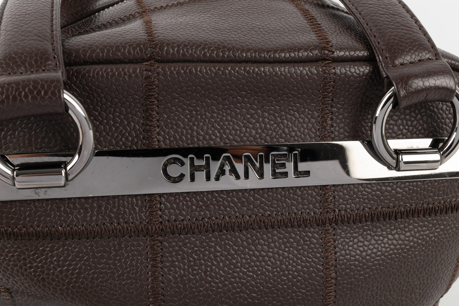 Chanel Brown Grained Leather Bowling Bag, 2004/2005 For Sale 1