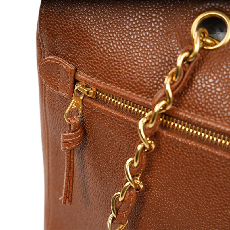 CHANEL brown grained leather tote bag For Sale 1