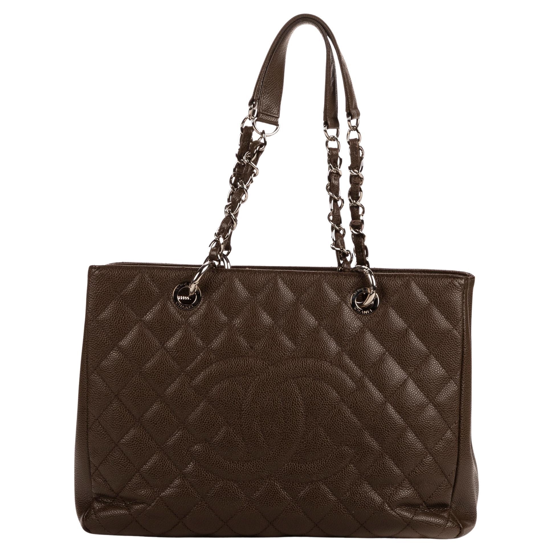 Chanel 2014 Brown CC Large Shopping Tote For Sale