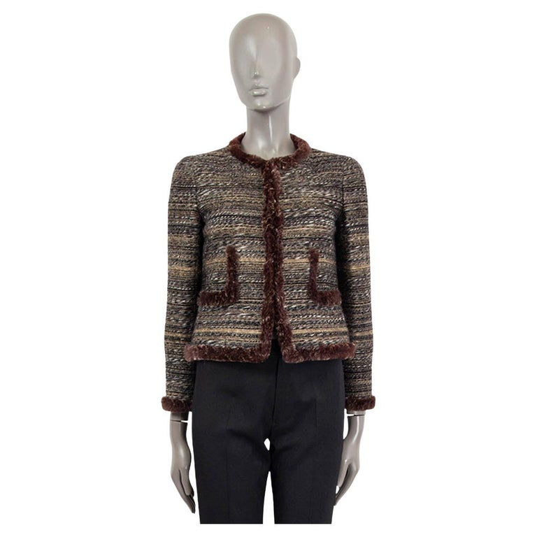 Chanel Brown Tweed Jacket - 46 For Sale on 1stDibs  brown tweed blazer,  tweed brown jacket, brown chanel jacket